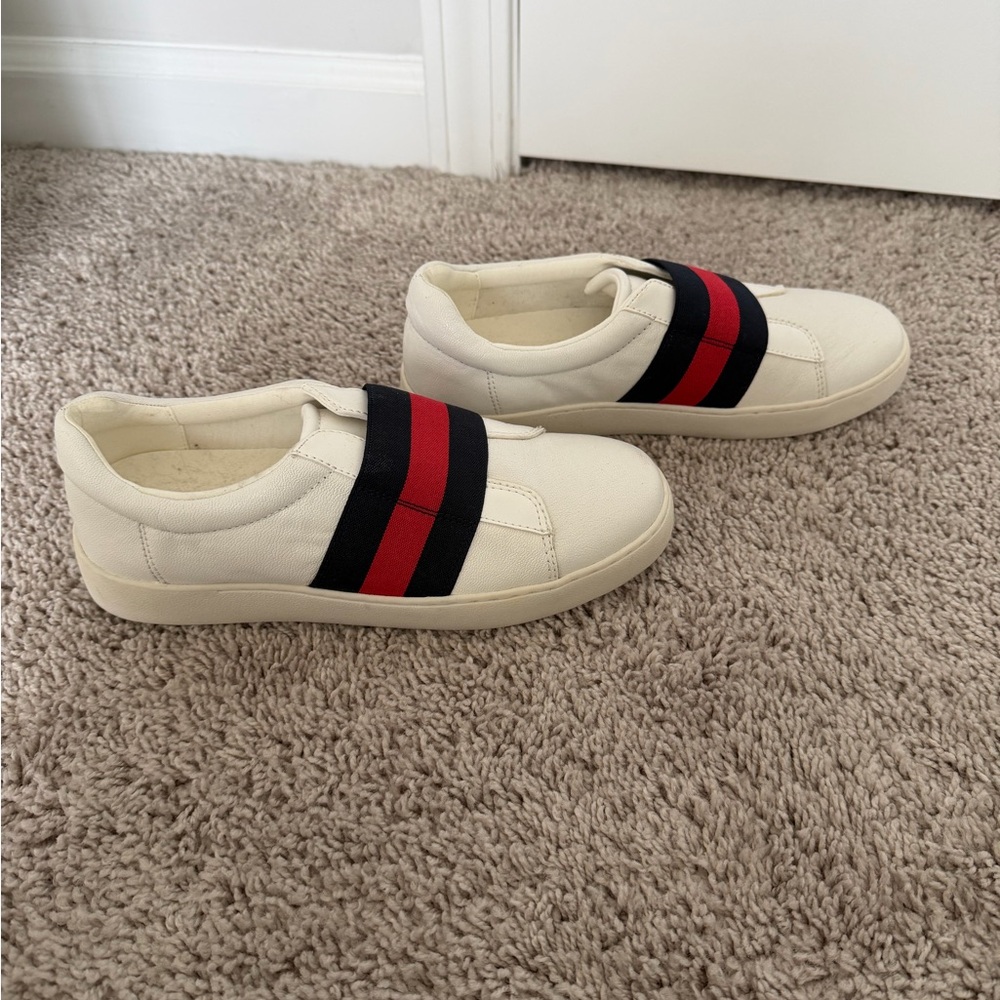Nine West Cream Sneakers with Red and Blue Stripes